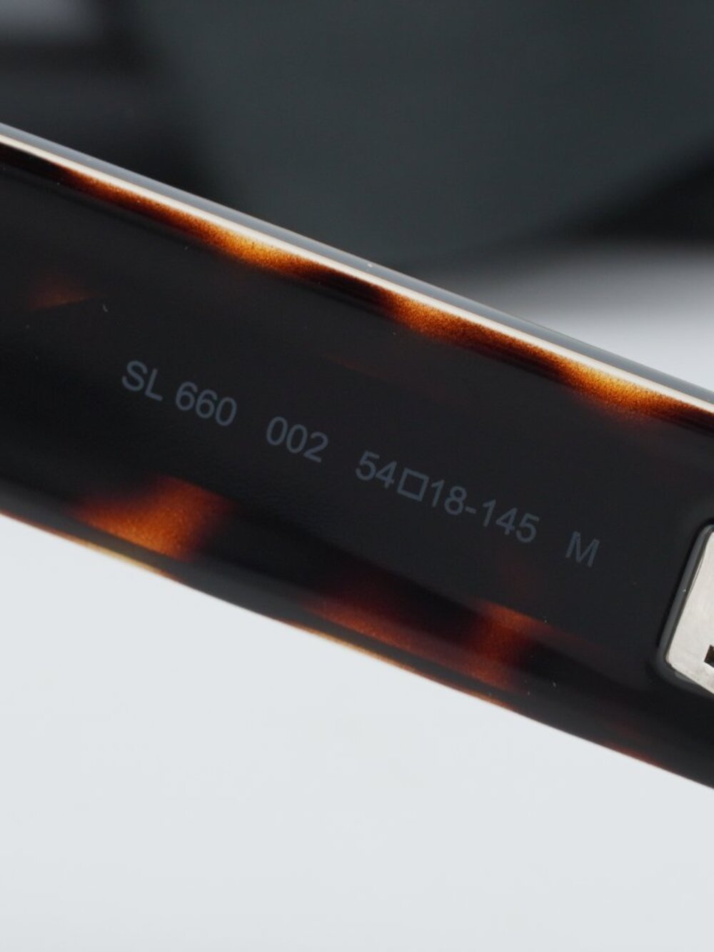 Saint Laurent SL660 002 Unisex Rectangle Sunglasses - Havana / Grey - Picture 4 of 13